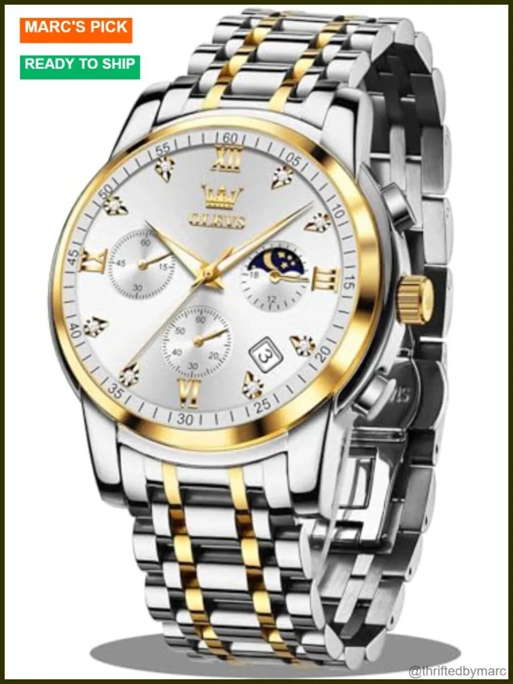 Luxury Large Face Quartz Stainless Steel Waterproof Wrist Watch